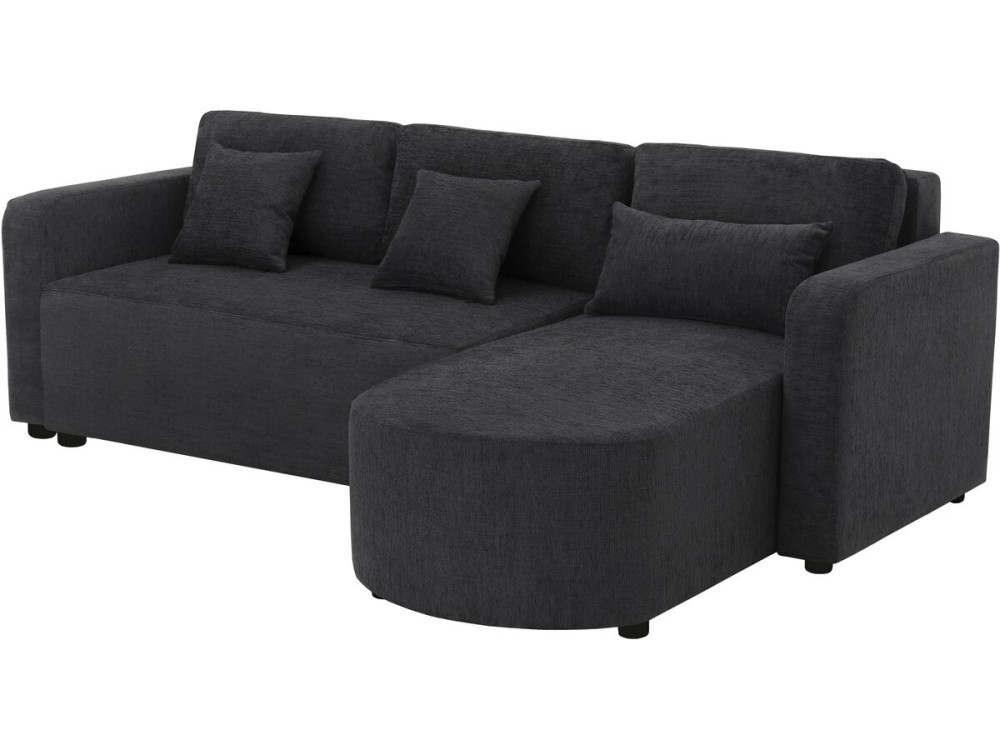 Sofá esquinero convertible/reversible de tela "Charles" - 3 plazas - Negro