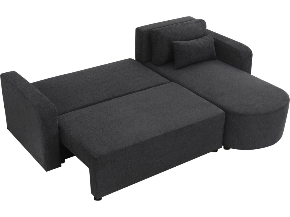 Sofá esquinero convertible/reversible de tela "Charles" - 3 plazas - Negro