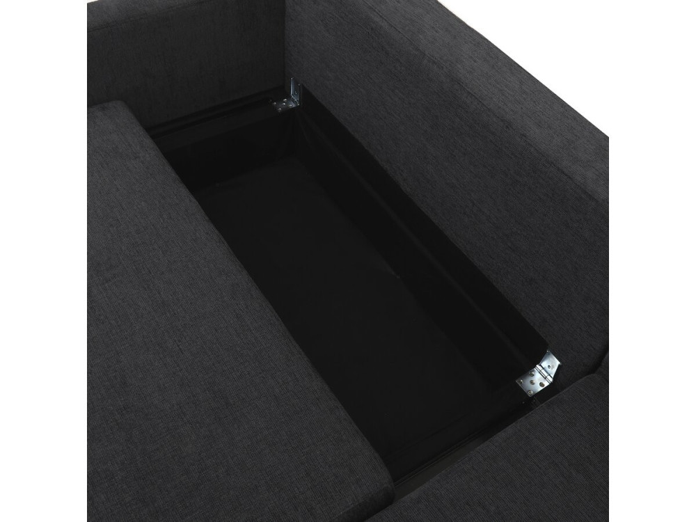 Sofá esquinero convertible/reversible de tela "Charles" - 3 plazas - Negro