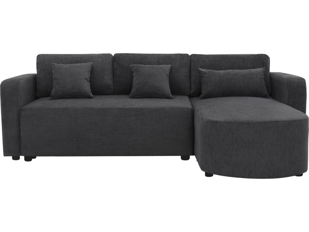 Sofá esquinero convertible/reversible de tela "Charles" - 3 plazas - Negro
