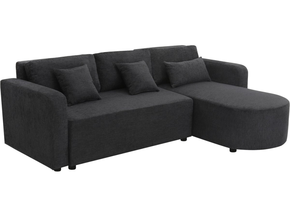 Sofá esquinero convertible/reversible de tela "Charles" - 3 plazas - Negro