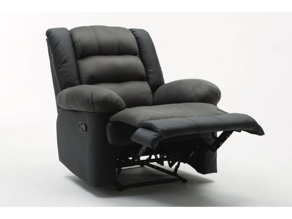 Sillón relax "Buckingham" - Negro/Gris oscuro