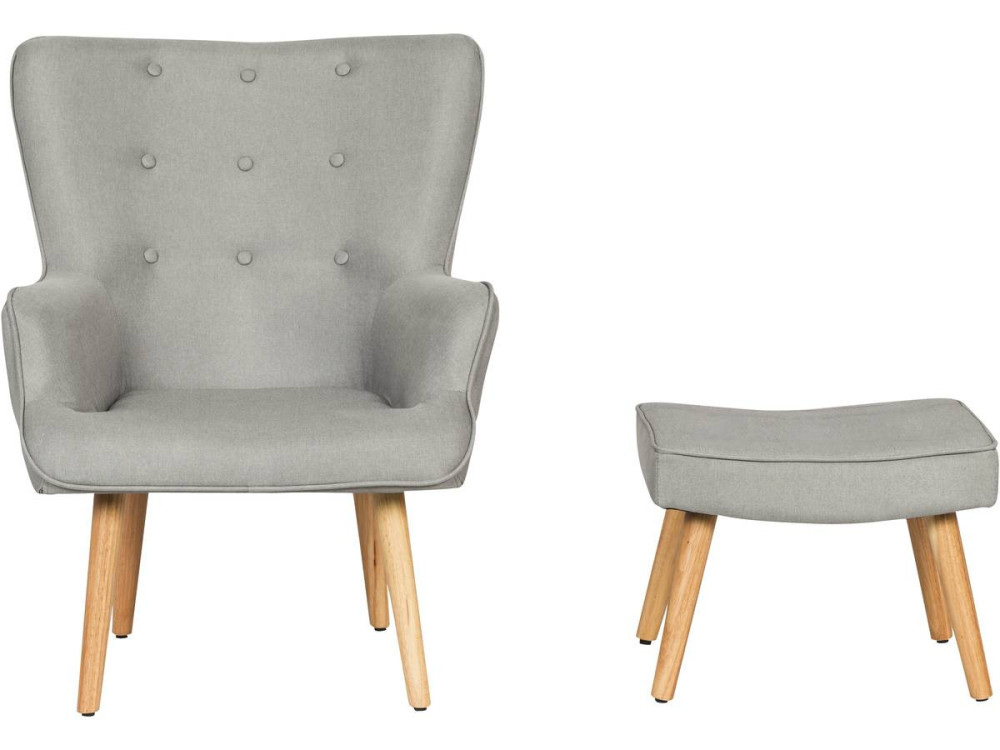 Sillón escandinavo en tela “Odense” - 73 x 81 x 92,5 cm - Gris claro