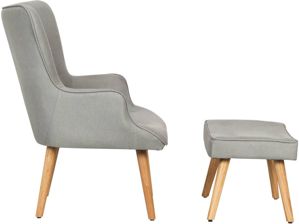 Sillón escandinavo en tela “Odense” - 73 x 81 x 92,5 cm - Gris claro