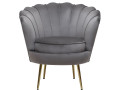 Sillón de terciopelo "Floria" - 75 x 68 x 77,5 cm - Blanco - Gris