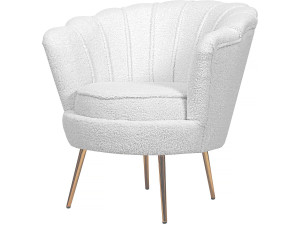Sillón de terciopelo "Floria" - 75 x 68 x 77,5 cm - Blanco