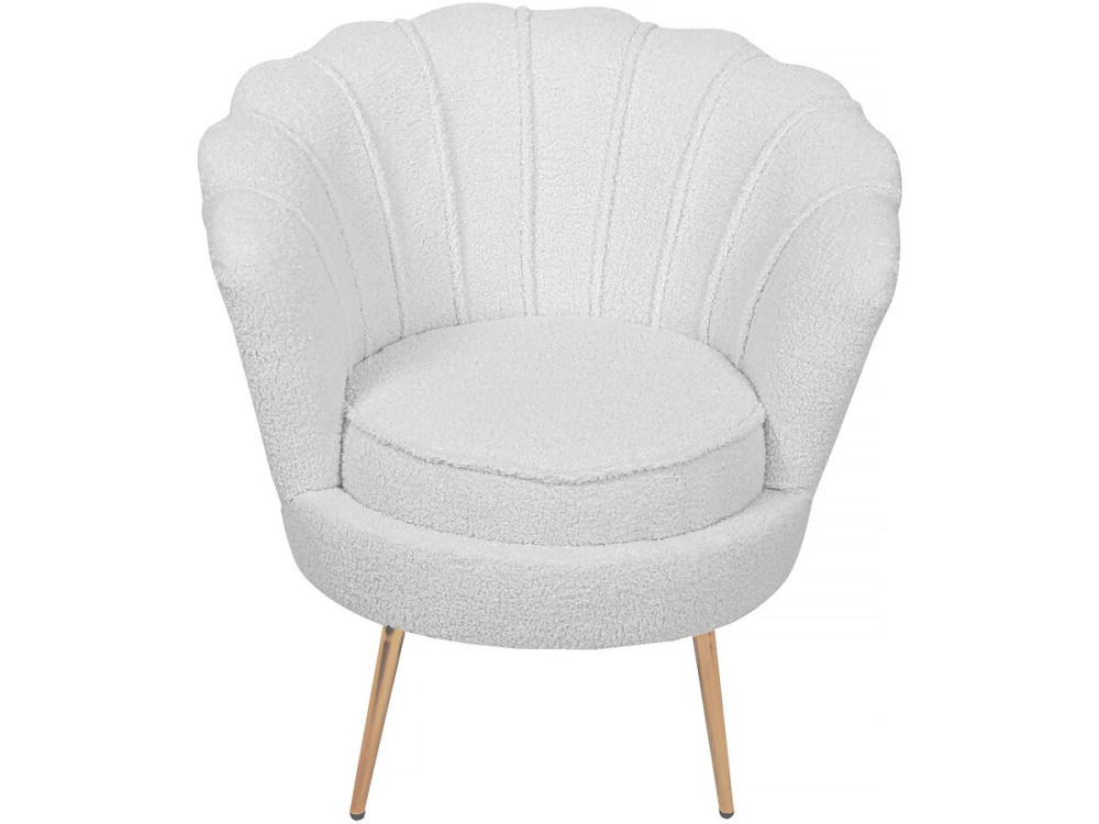 Sillón de terciopelo "Floria" - 75 x 68 x 77,5 cm - Blanco