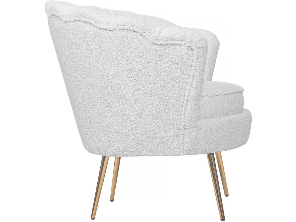 Sillón de terciopelo "Floria" - 75 x 68 x 77,5 cm - Blanco