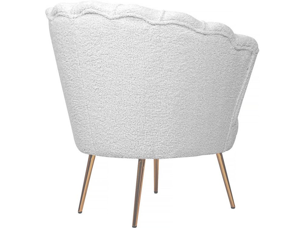 Sillón de terciopelo "Floria" - 75 x 68 x 77,5 cm - Blanco