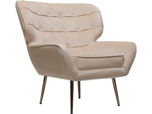 Sillón de terciopelo "Austin" - 79 x 71 x 79,5 cm - Beige