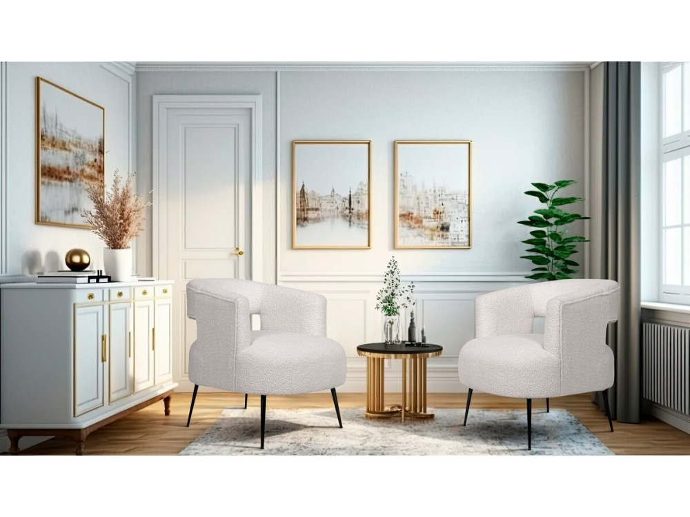 Sillón de rizo "Iris" - Blanco