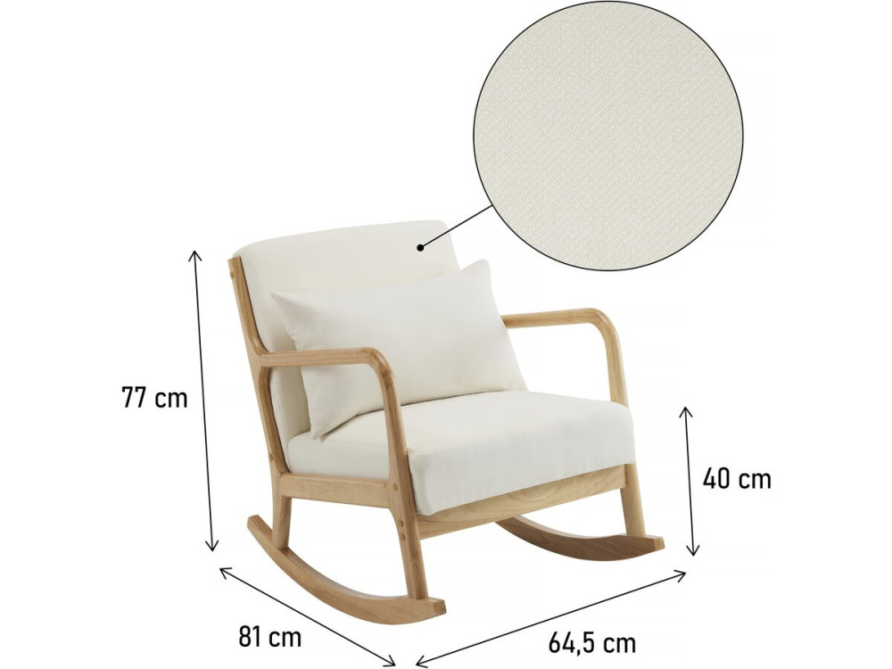 Mecedora de estilo escandinavo de tejido de rizo y madera «Clinton» - Beis