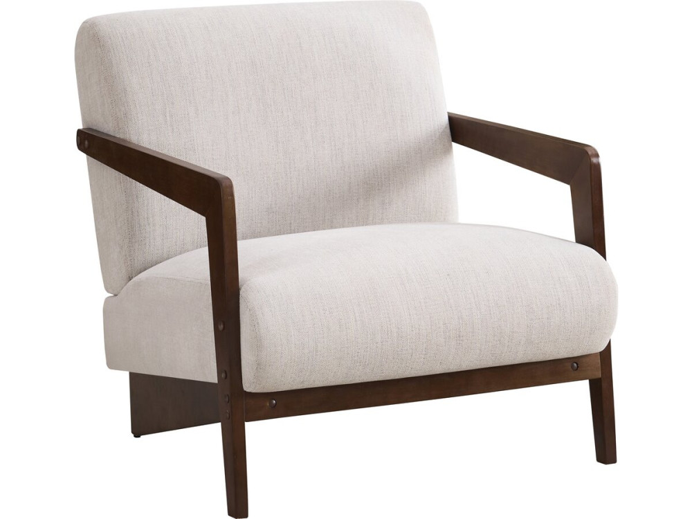 Sillón escandinavo de interior en madera y tela "Lena" - Beige