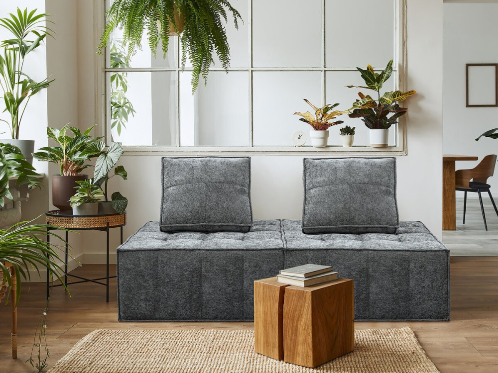 Sillón de tela texturizada «Velluto» - 96 x 100 x 89 cm - Gris