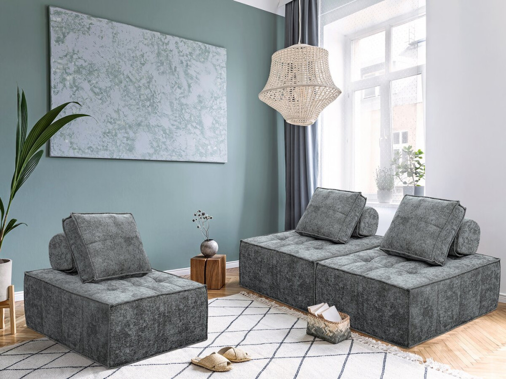 Sillón de tela texturizada «Velluto» - 96 x 100 x 89 cm - Gris