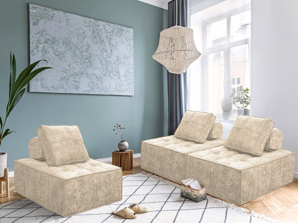 Sillón de tela texturizada «Velluto» - 96 x 100 x 89 cm - Beige