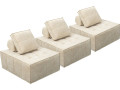Sillón de tela texturizada «Velluto» - 96 x 100 x 89 cm - Gris - Beige