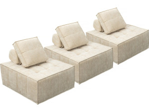 Conjunto de 3 sillones modulares tipo sofá en tela texturizada "Velluto" - Beige