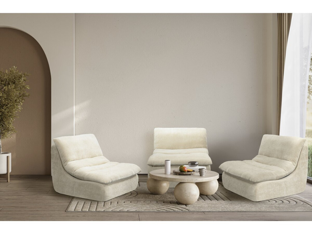 Sillón de tela texturizada «Candela» - 81 x 96 x 75 cm - Beige