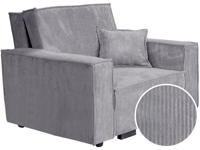 Sillón convertible de pana "Clivia" - Gris