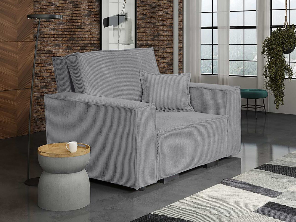Sillón convertible de pana "Clivia" - Gris