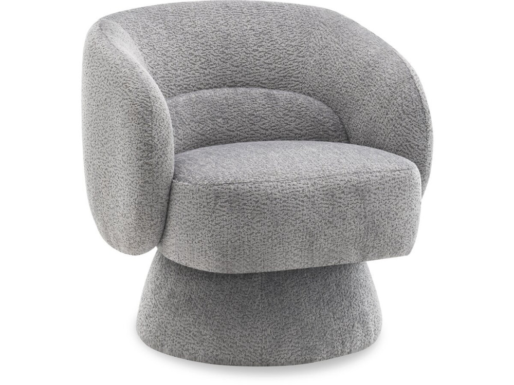 Sillón giratorio "Franklin" de rizo - 74 x 75 x 75 cm - Gris