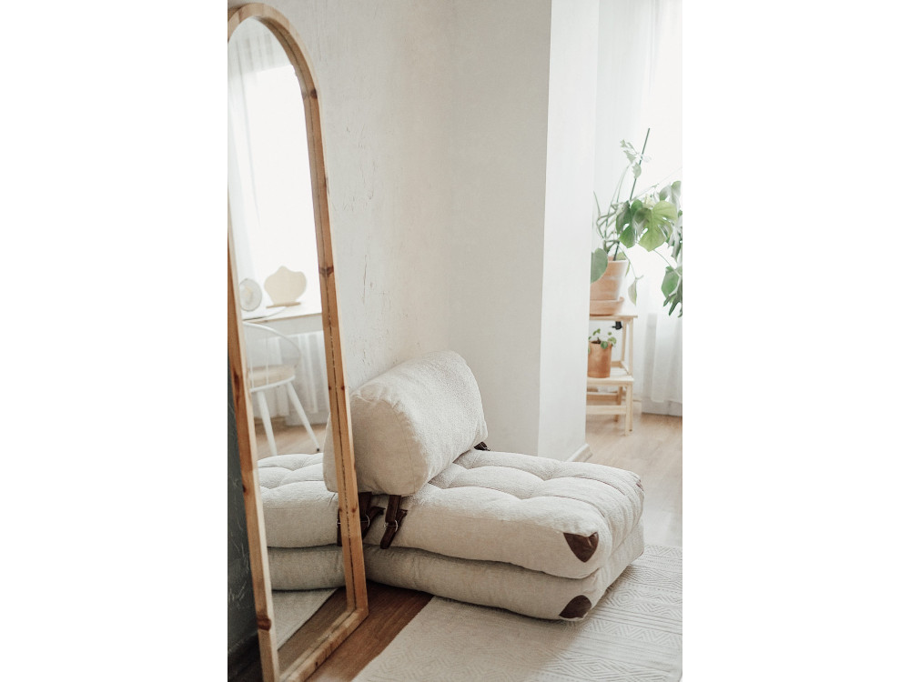 Sillón-cama de tela "Fold" - 80 x 60 x 70 cm - Crema