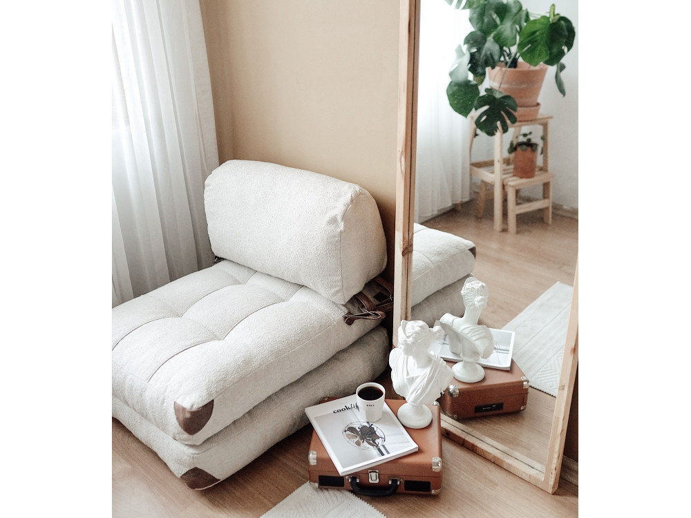 Sillón-cama de tela "Fold" - 80 x 60 x 70 cm - Crema