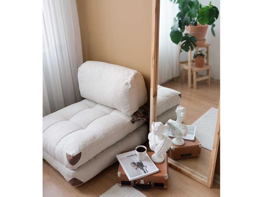 Sillón-cama de tela "Fold" - 80 x 60 x 70 cm - Crema