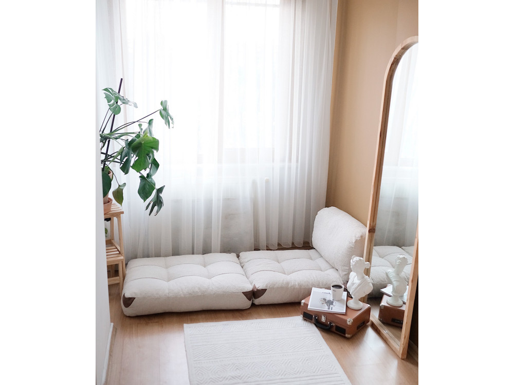 Sillón-cama de tela "Fold" - 80 x 60 x 70 cm - Crema