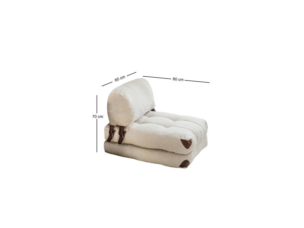 Sillón-cama de tela "Fold" - 80 x 60 x 70 cm - Crema