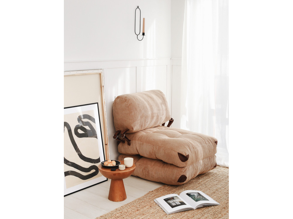 Sillón-cama de tela "Fold" - 80 x 60 x 70 cm - Marrón