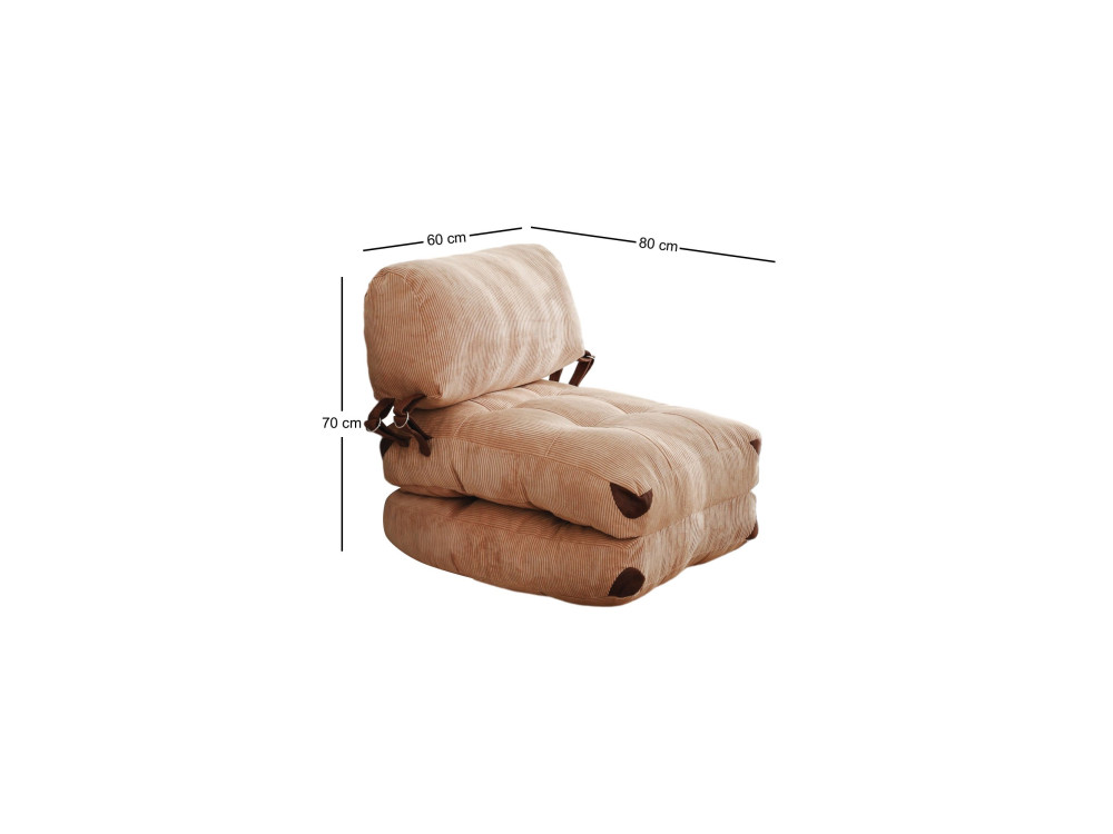 Sillón-cama de tela "Fold" - 80 x 60 x 70 cm - Marrón