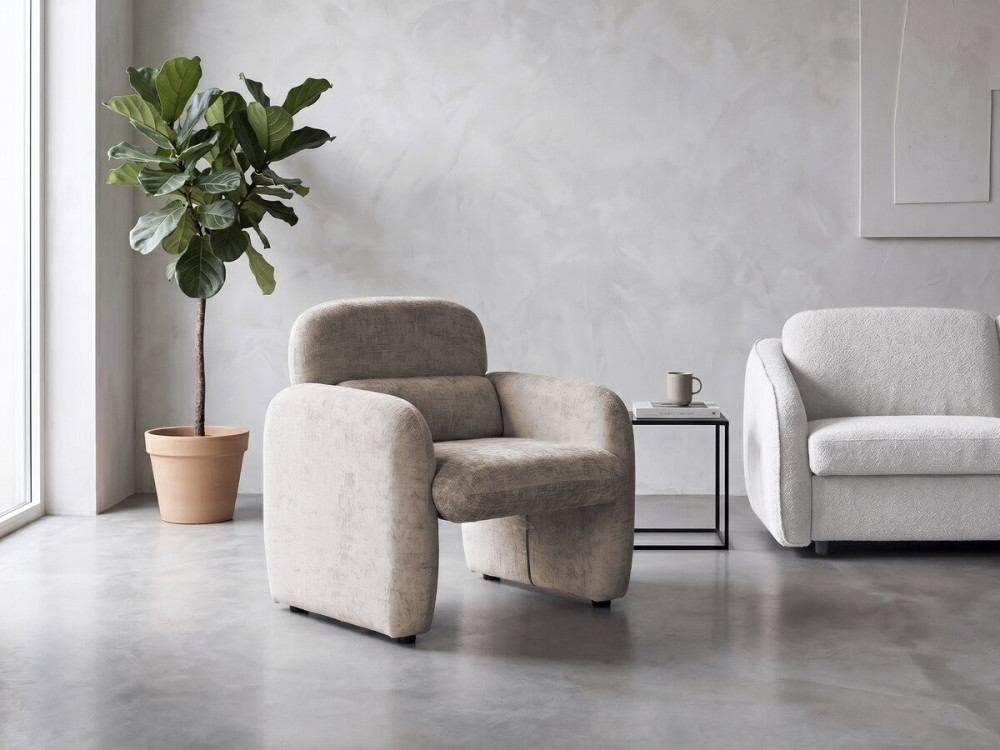 Tumbona "Cozmo" de tela jaspeada - 78 x 79 x 77 cm - Beige
