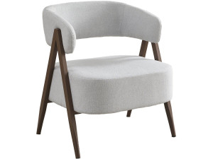 Sillón "Astra" con estructura de imitación madera - Gris claro