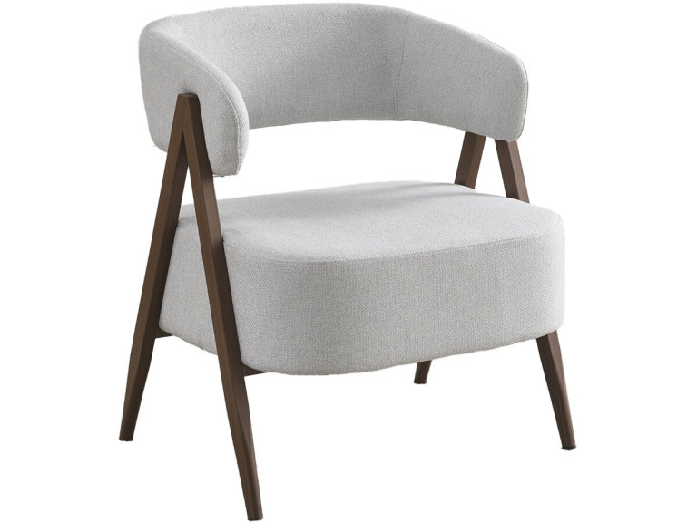 Sillón "Astra" con estructura de imitación madera - Gris claro
