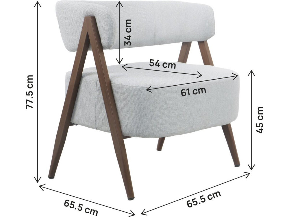 Sillón "Astra" con estructura de imitación madera - Gris claro