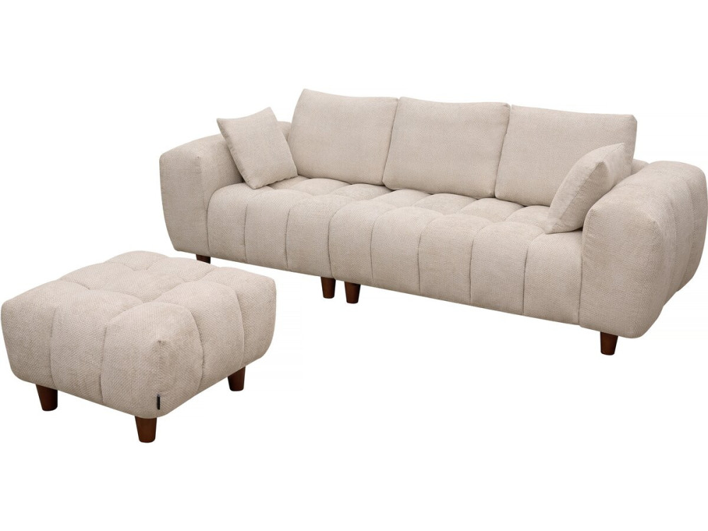 Pouf "Matignon" para sofá recto - 70 x 70 x 46 cm - Beige
