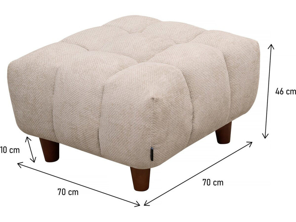 Pouf "Matignon" para sofá recto - 70 x 70 x 46 cm - Beige