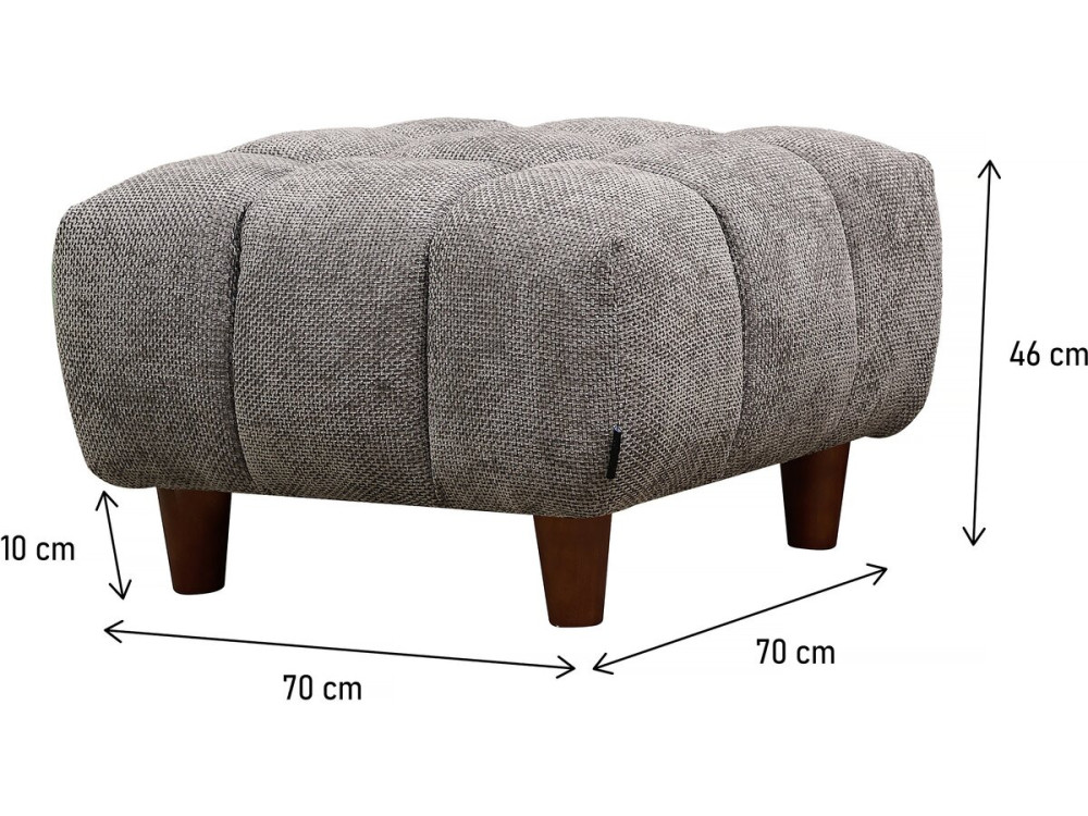 Otomana para sofá recto "Matignon" - 70 x 70 x 46 cm - Gris -