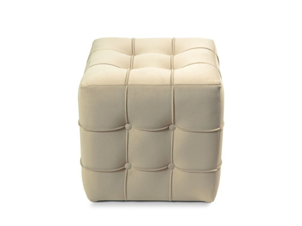Puff de terciopelo "Lizbon" - 42 x 42 x 42 cm - Crema