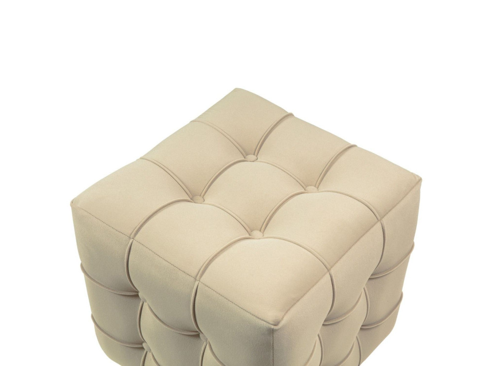 Puff de terciopelo "Lizbon" - 42 x 42 x 42 cm - Crema