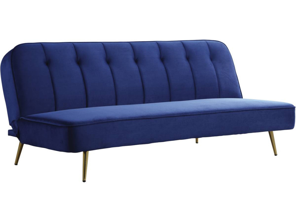 Sofá cama/clic clac terciopelo "James" - 3 plazas - Azul oscuro