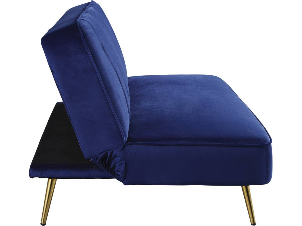 Sofá cama/clic clac terciopelo "James" - 3 plazas - Azul oscuro