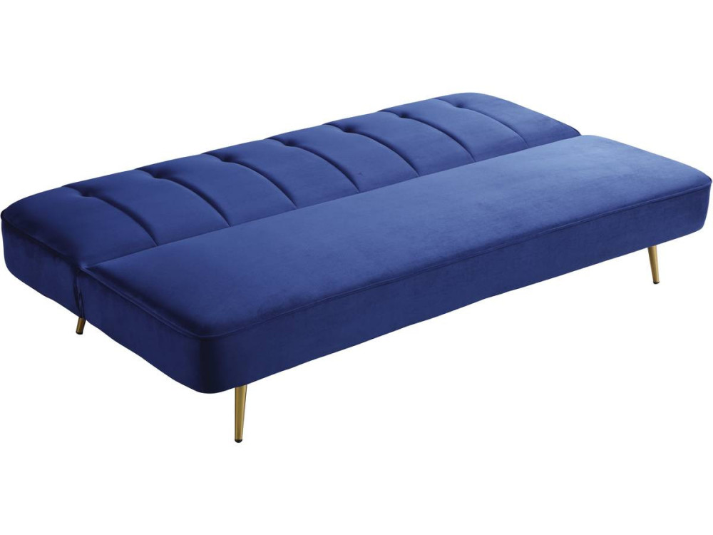 Sofá cama/clic clac terciopelo "James" - 3 plazas - Azul oscuro