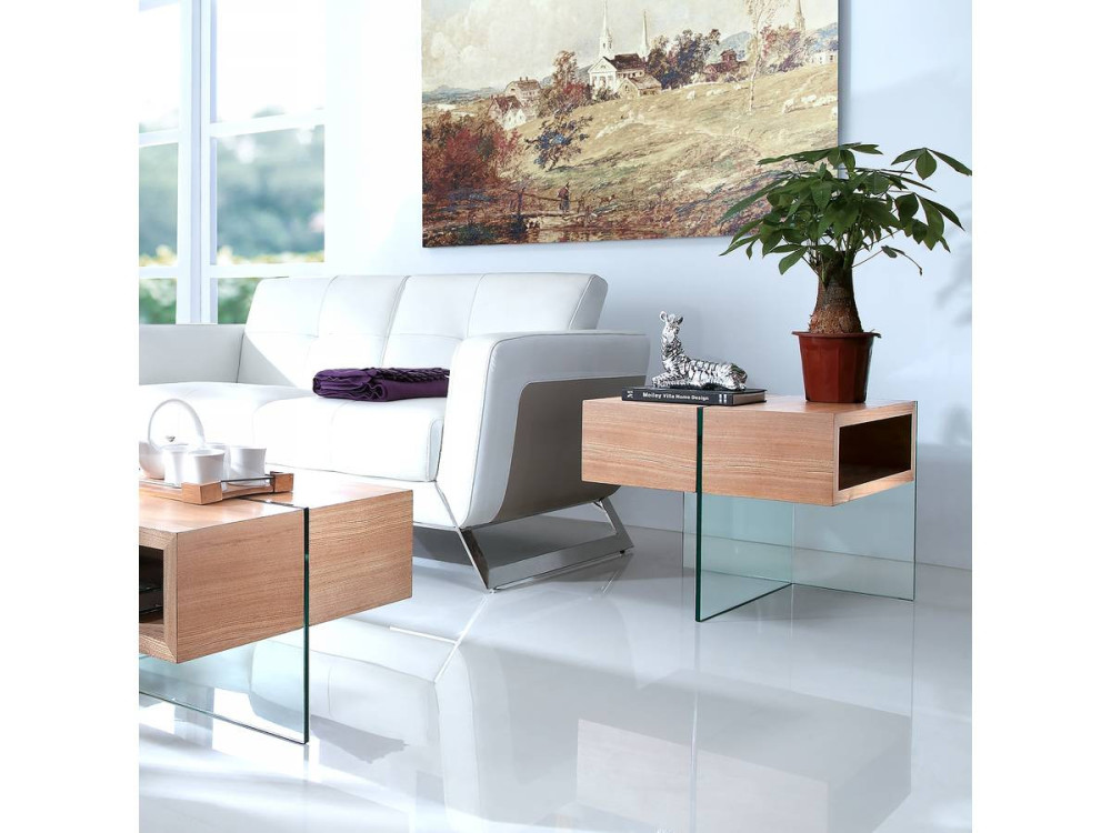 Mesa de centro "Venezia" - 60 x 60 x 50 cm - Acabado roble