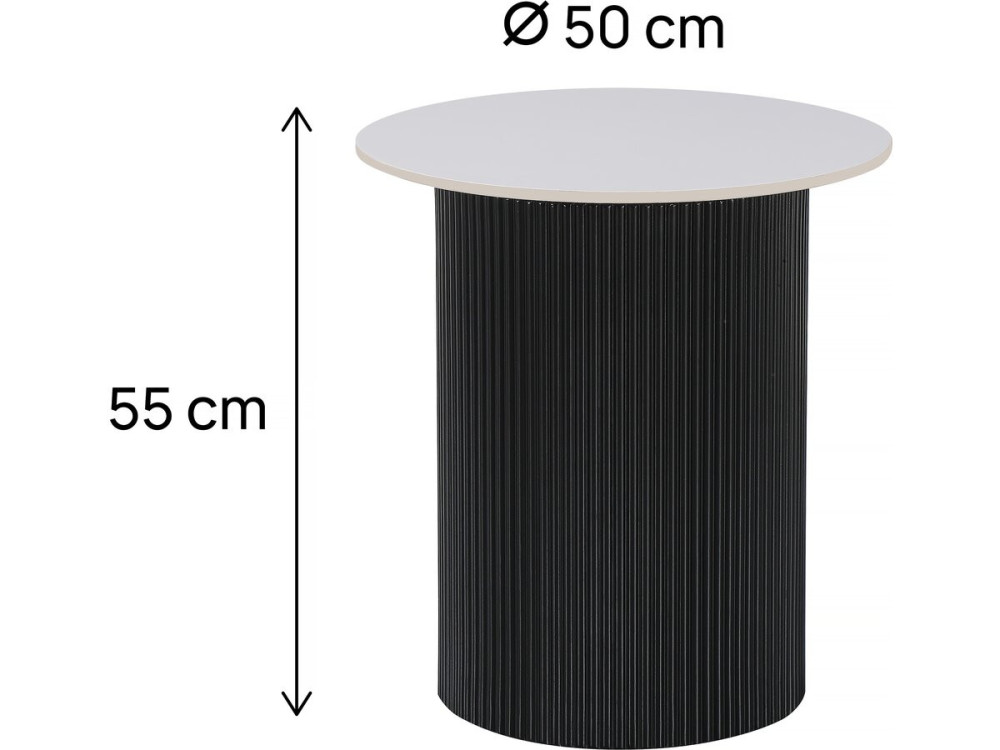 Mesa auxiliar de cerámica "Eclat", mesita de noche - 50 x 50 x 55 cm - Blanco