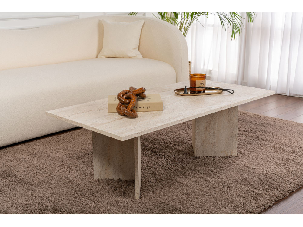 Mesa de centro de madera "Sabin" - 60 x 119 x 40 cm - Travertino
