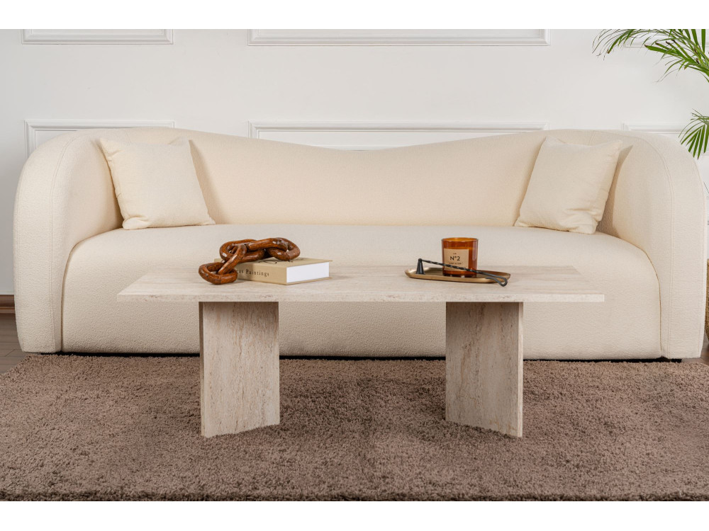 Mesa de centro de madera "Sabin" - 60 x 119 x 40 cm - Travertino
