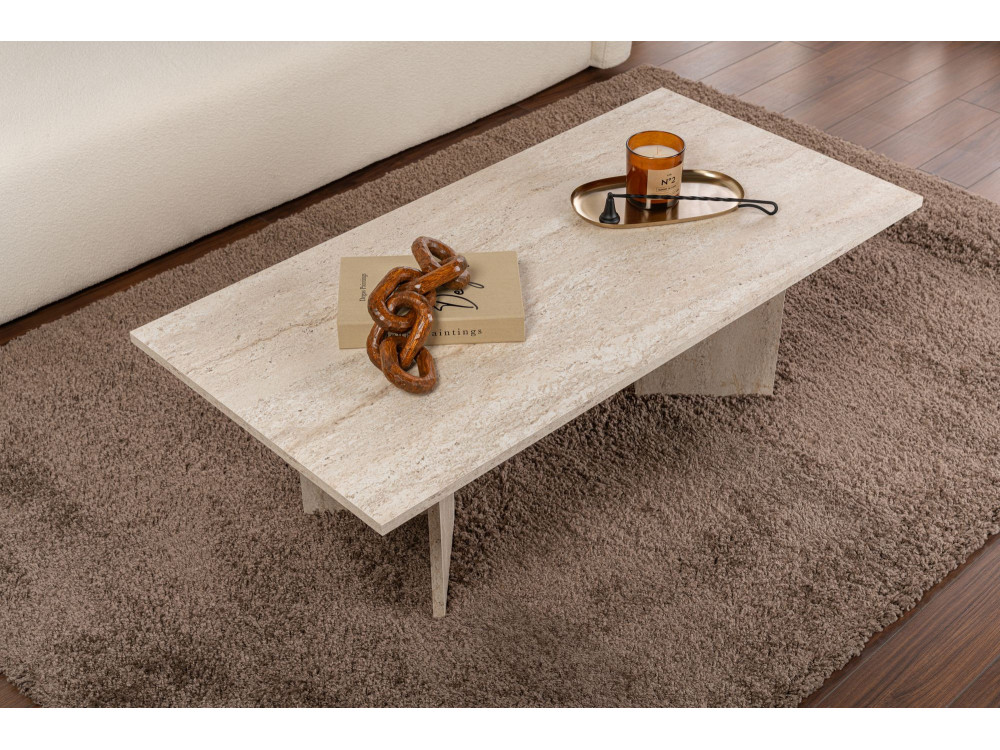 Mesa de centro de madera "Sabin" - 60 x 119 x 40 cm - Travertino